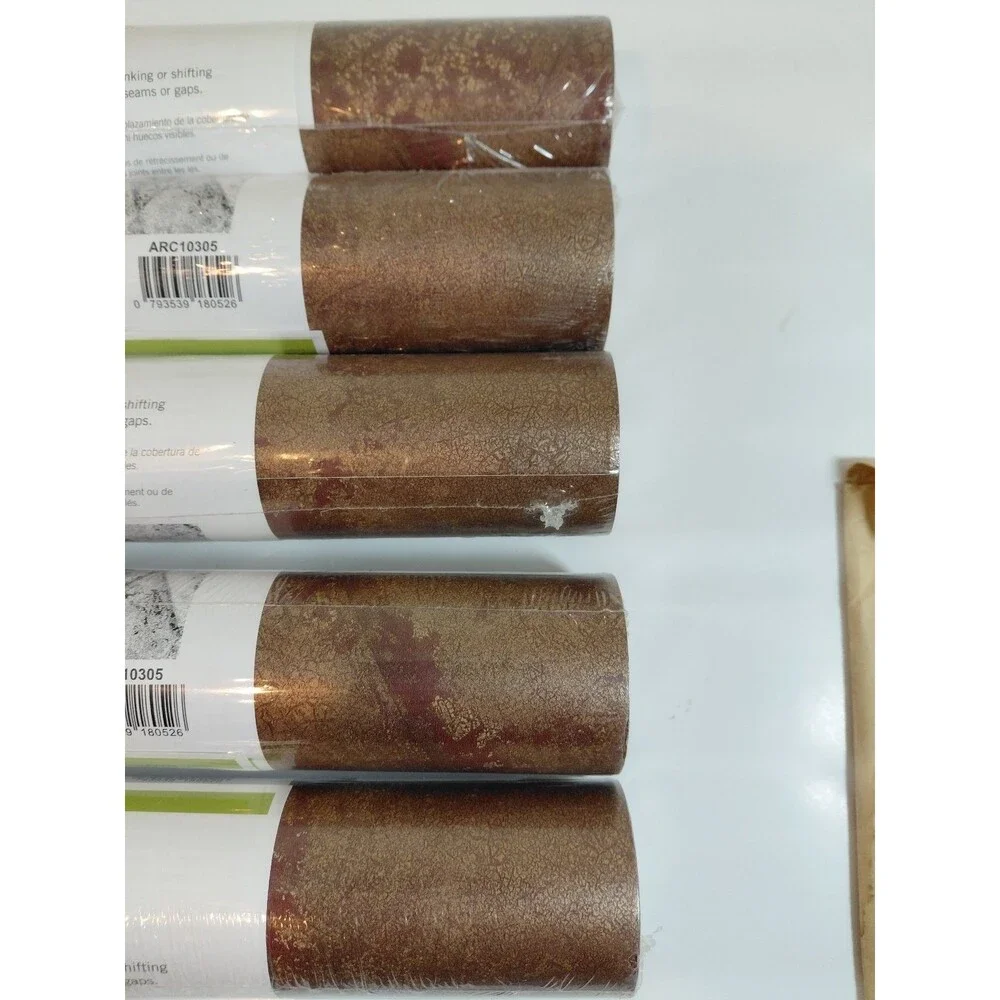 NextWall EasyOff Seamless Pre-pasted Wallpaper Roll Brown Gold Crackle ARC10305